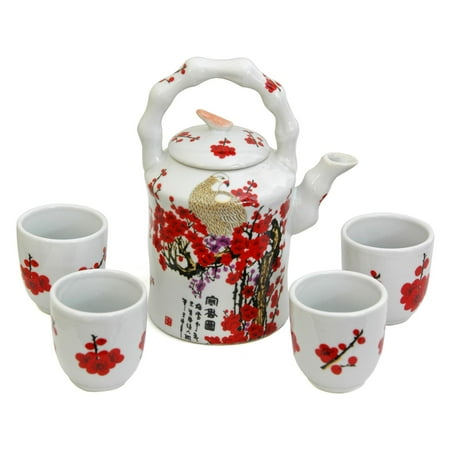 Oriental Furniture Cherry Blossom Porcelain Tea Set