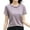Purple, variant on Women's Striped Retro Korean Style Loose Round Neck Short Sleeve T Shirt, 82% Polyester+12% Rayon+6% Spandex, Color Contrast, S XXXXL Sizes
