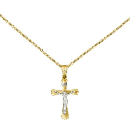 14kt Two-Tone Polished Crucifix Pendant