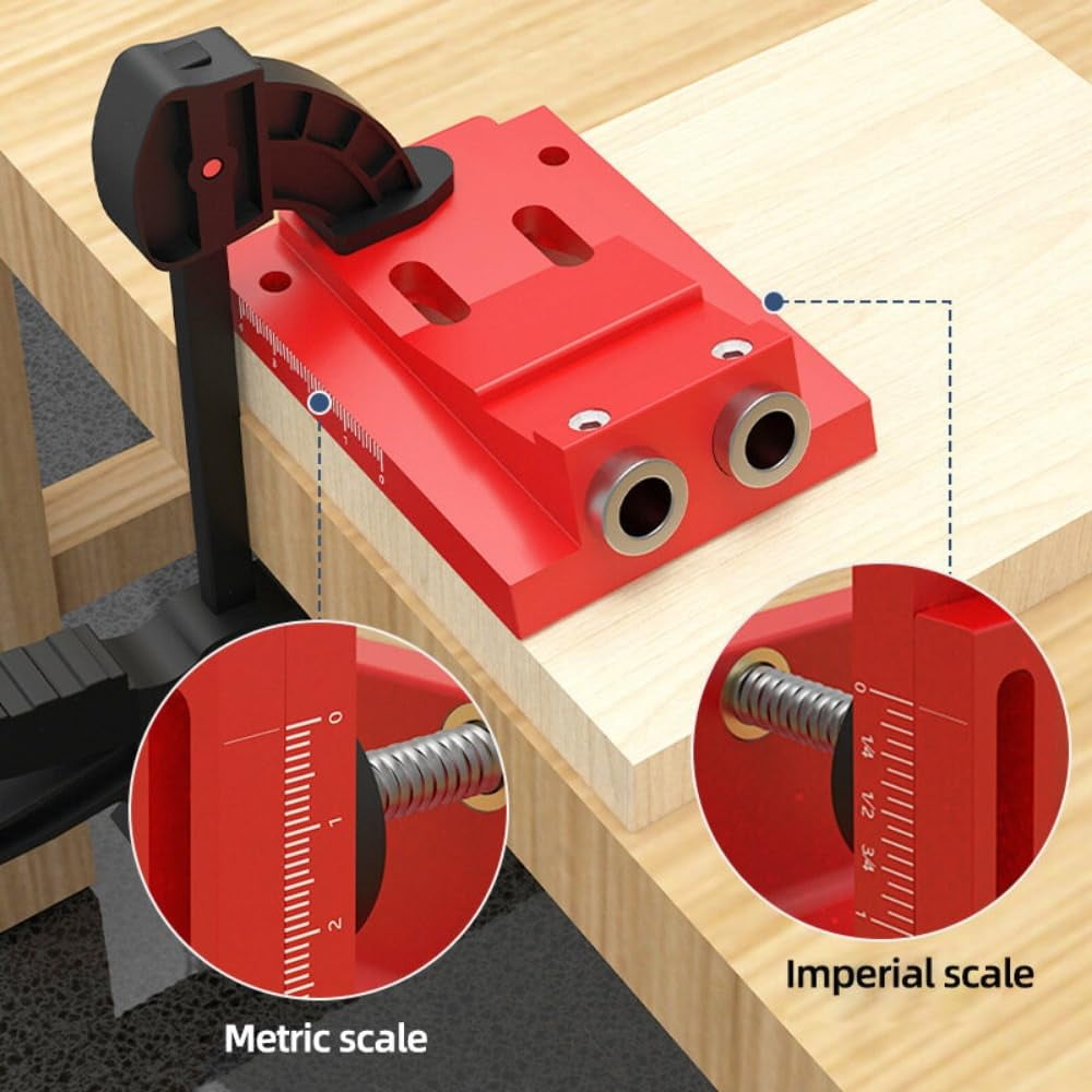 Woodworking Hole Puncher Adjustable Oblique Hole Locator with Metric and Imperial Calibration Aluminum Alloy Cabinet Plate Dowel Hole Jig System Set