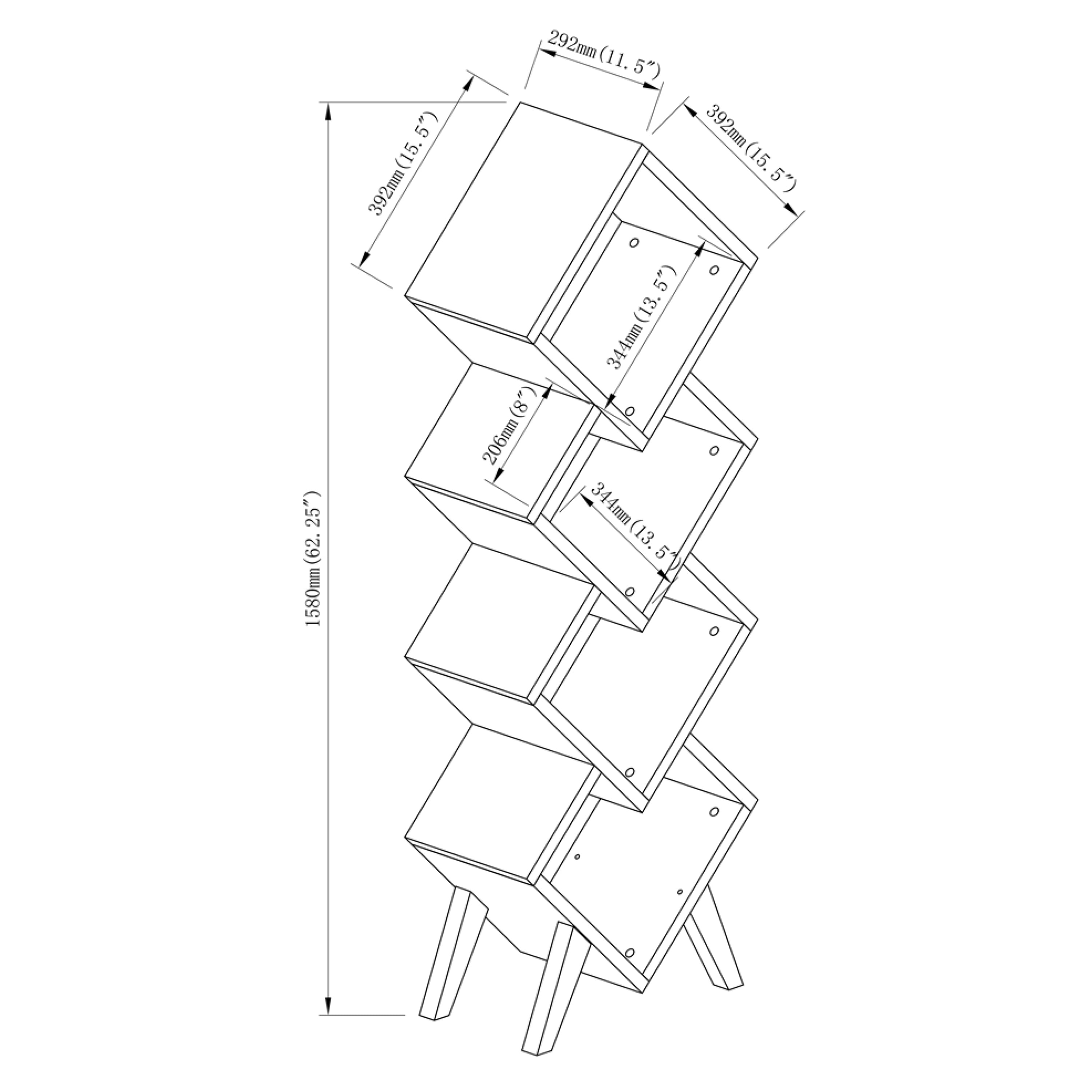 Furniture of America Asher 4-Shelf Bookcase, White