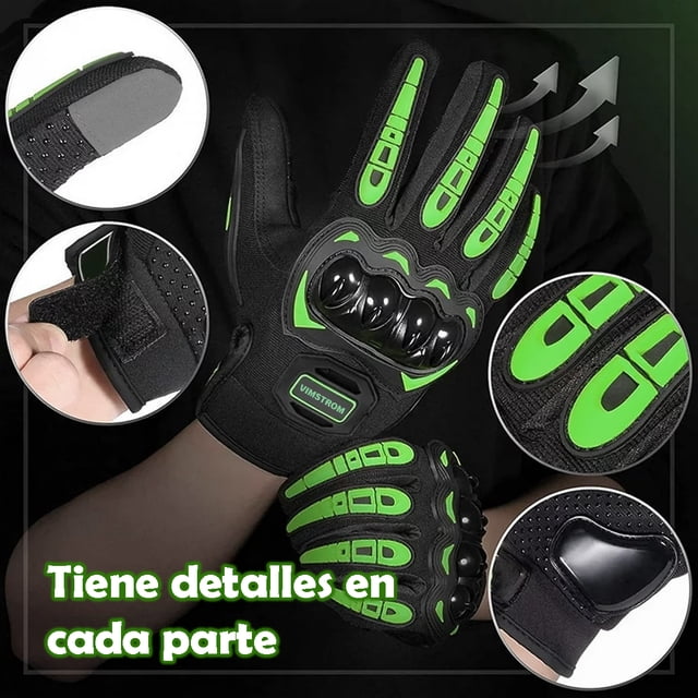 Guantes Para Moto VIMI Con Protección Anti Derrapes Color Verde Talla L