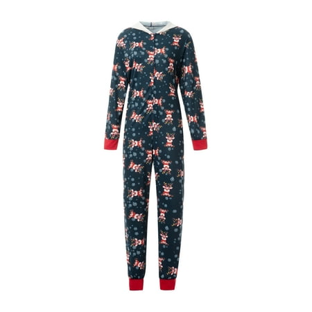 

MERSARIPHY Christmas Parent-child Pajamas Cartoon Long Sleeve Hooded Jumpsuit