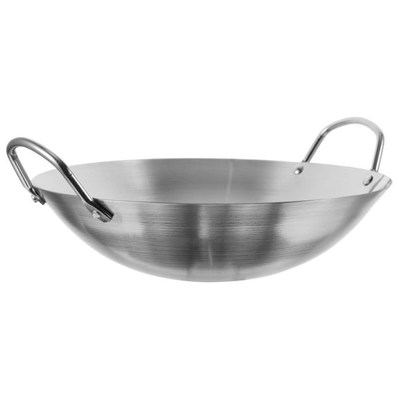 MOKKHNB Stainless Steel Wok 1Pcs Round Bottom 12.6X12.6X3.8In
