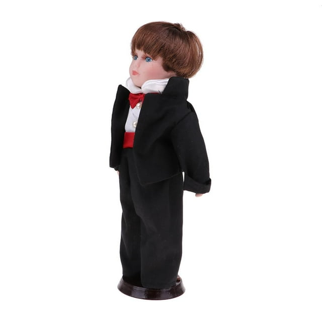 Muñeca de Porcelana Victoriana Perfke 30 Negro Muñeco de Novio San Valentín Adornos de Oficina