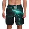thumbnail image 3 of Uemuo Green Lightning Flash Pattern Mens Swim Trunks Quick Dry Board Shorts with Mesh Lining, Stretch Beach Shorts Quick Dry No-Chafing Board Shorts-Small, 3 of 9