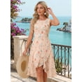 thumbnail image 3 of DARING DIVA Women's Summer Wrap Round Neck Keyhole Back Dresses XS Apricot, 3 of 8