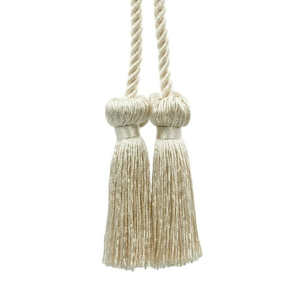 Decorative Double Tassel Curtain and Drapery Tieback / Holdback, 3" Tassel (7.5cm), 27" Spread (68.5cm) # CCT, Light Salmon Pearl Ivory #C35 (Light Salmon Pearl) Sold Individually