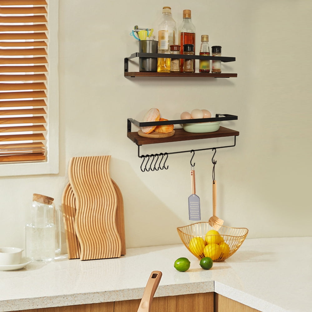 Uten Floating Shelves, Floating Shelf Decor Rustic Wall Shelving, Dark Brown, Set of 2