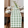 thumbnail image 4 of ERUNPONLY Sage Green Checkered Table Runner - 90 Inch Long Green White Buffalo Plaid Cotton and Linen Blended Dress Scarves Farmhouse Table Runner for Kitchen Dining, Coffee Table, 13" x 90", 4 of 8