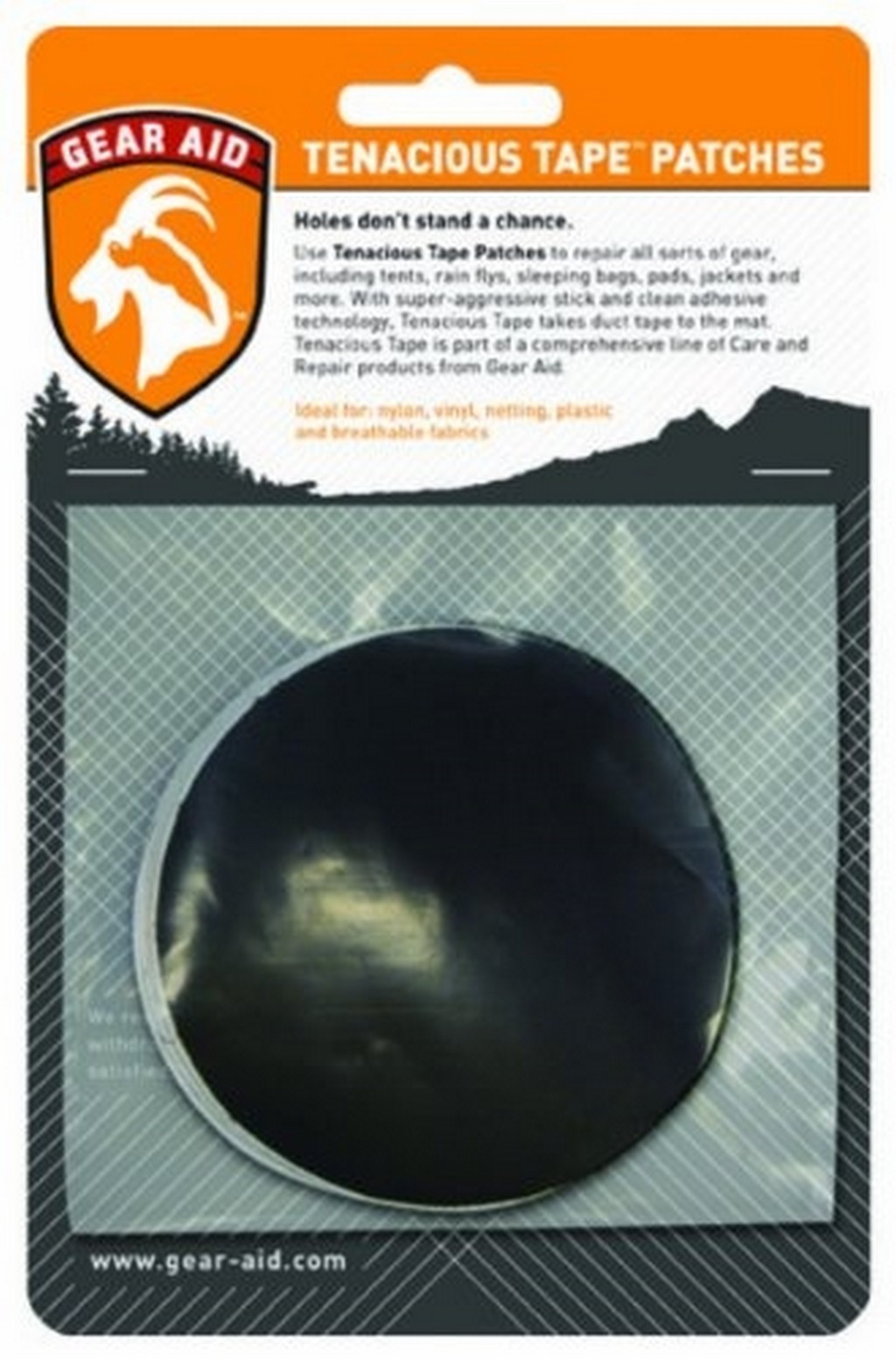 Tenacious Tape Tent Repair Patches 3' Round (2 Black / 2 Clear)