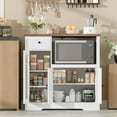 thumbnail image 7 of Farmhouse Storage Cabinet with Adjustable Shelves, Drawers, Single & Double Doors, Freestanding Floor Storage Cabinets Hutch Cupboard, 7 of 7
