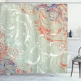 thumbnail image 3 of Floral Shower Curtain Baroque Swirled Branches Curved Flower Leaves Shabby Form Nature Pattern Fabric Bathroom r Set, 3 of 7
