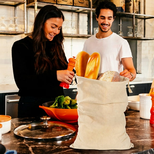 unbranded 2Ud Bolsa Reutilizable De Lino Para Pan Con Cordón Ajustable Y Color Aleatorio
