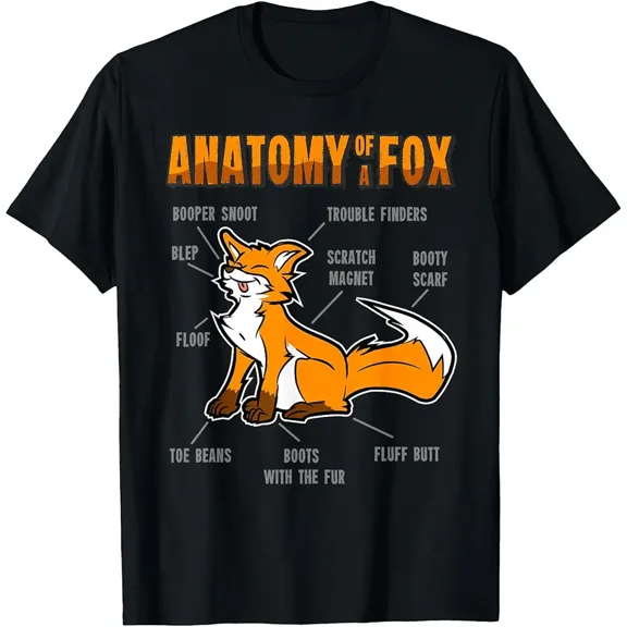 Anatomy Of A Fox Funny Furry Fursona Cute Kids Men Women Unisex T-Shirt, up to Size 5XL