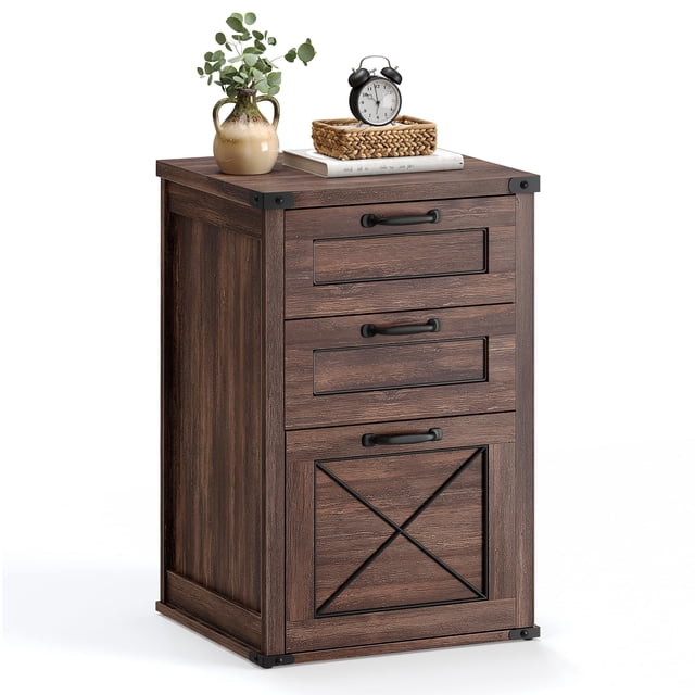 Archivador VASAGLE, archivador, 3 cajones, soporte para impresora, color granate