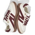 thumbnail image 2 of LUCKY STEP Womens Classic Retro Gum Sole Fashion Sneakers Genuine Leather Anti Slip Casual Shoes,Beige&Red, 2 of 6