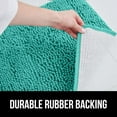 thumbnail image 3 of Plush Absorbent Shaggy Chenille Bath Rug Mat for Toilet Base with Rubber Backing, Machine Washable, Microfiber Bathroom Contour Mats for Toilets, Bath Decor, Square, 22.5x19.5, Turquoise, 3 of 6