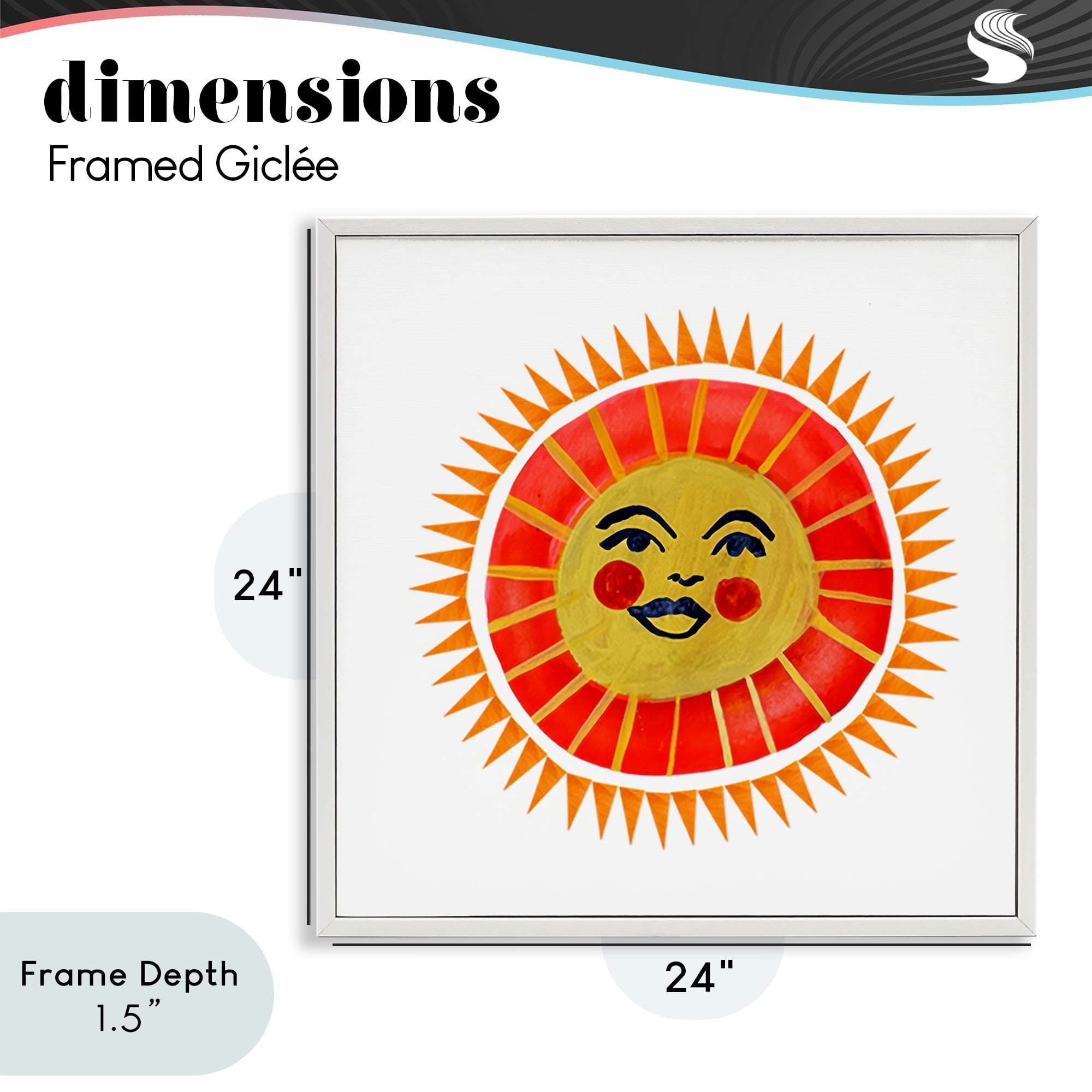 Stupell Industries Cheerful Boho Sun White Framed Giclee Art, design by Katherine Herrell Studio