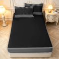 thumbnail image 4 of Manfei Geometric Check Zipper Full Size Comforter Sets with Fitted Sheet and 2 Pillowcases,Minimalism Polka Dot Zipper Bedding Set,Gray Black,Black Reversible,4pcs, 4 of 8