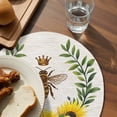 thumbnail image 3 of Sunflowers Bees Round 15 Inch Placemats Set of 4, Spring Farmhouse Honey Flowers Leaves HeatResistant Non Slip Place Mats for Dining Table, Wipeable Braided Kitchen Table Mats for Housewarming, 3 of 9