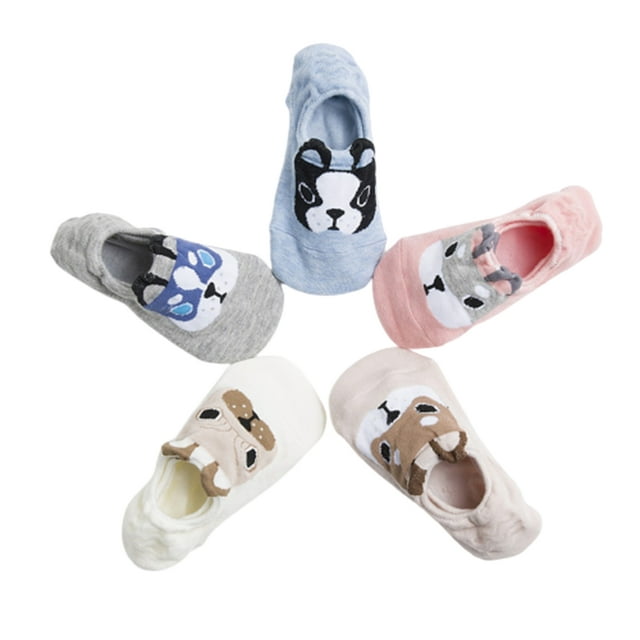 5 pares de calcetines de tobillo bajo para mujer Calcetines invisibles Patrón de perro Zulema Calcetines de barco de mujer