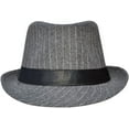 thumbnail image 4 of Short Brim Teardrop Crown Pinstriped Fedora Hat 3074_Grey, 4 of 4