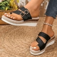 thumbnail image 5 of LOVZFMLL Platform Wedges Sandals for Women Summer Casual Toe Loop Thong Slippers for Beach Comfort Walking Outdoor Open Toe Slip On Black 5.5, 5 of 8