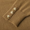 thumbnail image 4 of Bibifish Womens Sweaters Soft Knit Long Sleeve Stand Collar Sweaters With Button Detail Oversized Cozy Fall Winter Workout Casual Pullover Tops, 4 of 8