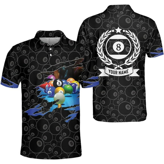 Personalized Billiard Polo Shirt Shirts Men Women Custom Name 3D Team Apparel Gift 8 Ball Pool S-5XL (S)