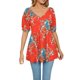 thumbnail image 1 of Gibobby Playera Corte clásico para Mujer Camiseta suelta informal con cuello en V para mujer, blusa manga corta con estampado(Rojo,M), 1 of 4