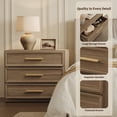 thumbnail image 7 of SICOTAS 31.3" W 3-Drawer Nightstand Set of 3 with Oversized Large Storage , Modern Night Stands Bedside Table with Adjustable Feet & Gold Handles for Bedroom Living Room Entryway, Walnut, 7 of 7