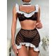 thumbnail image 3 of Conjunto de tres piezas de traje de mucama de malla transparente al estilo de celebridades de Europa y Estados Unidos, 3 of 5