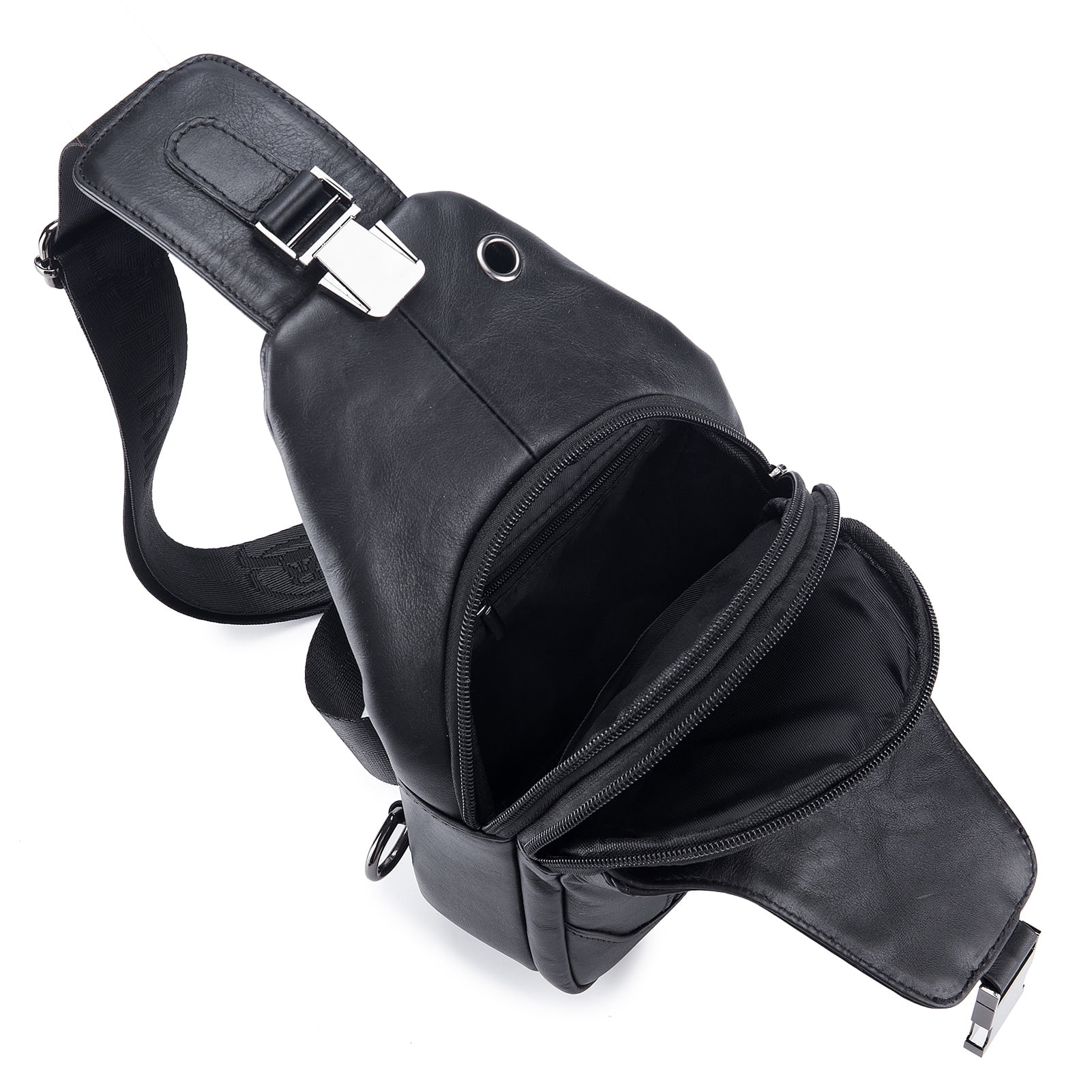 BULLCAPTAIN Men's Leather Sling Bag Waterproof Crossbody Pack Chest Shoulder Backpack for Hiking Cycling Mountaineering Travelling