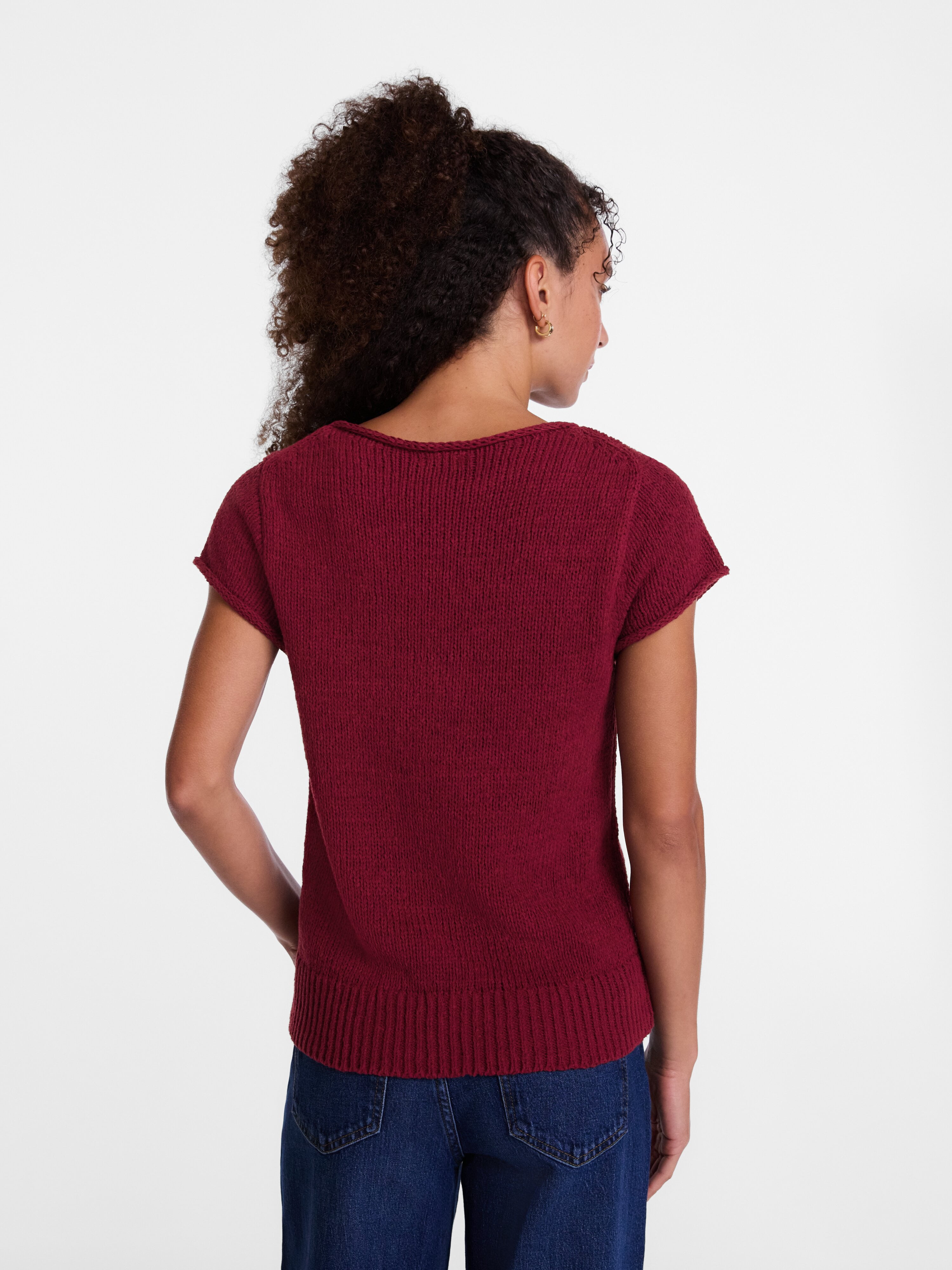 Scenario Women's and Women's Plus Pullover Rollneck Lightweight Sweater with Short Sleeves, Sizes XS-4X