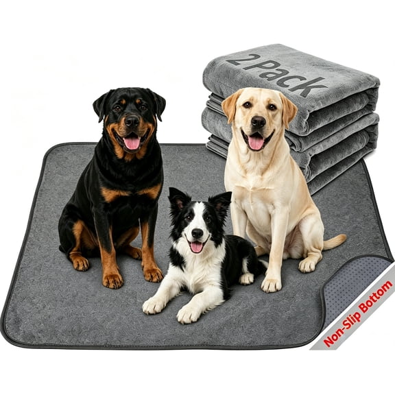 Urieessian 2 Pack Washable Reusable Dog Pee Pads 48"×36", Non-Slip Bottom Absorbent Waterproof Puppy Training Pad for Indoor, Crate, Whelping & Travel