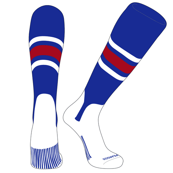 PEAR SOX OTC Baseball Softball Stirrup Socks (B, 5in) Royal, White, Red