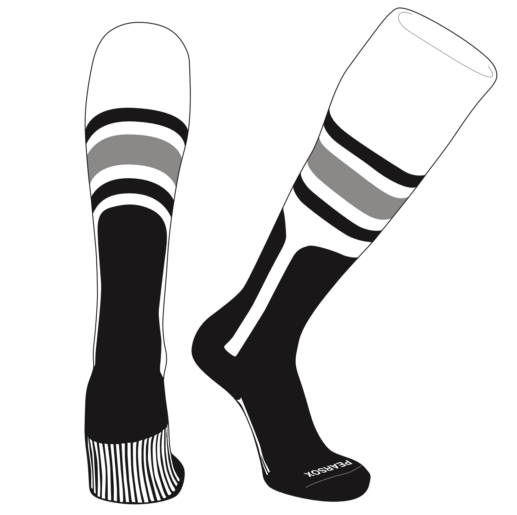 PEARSOX Elite Baseball Knee High Stirrup Socks (E, 9in) White, Black