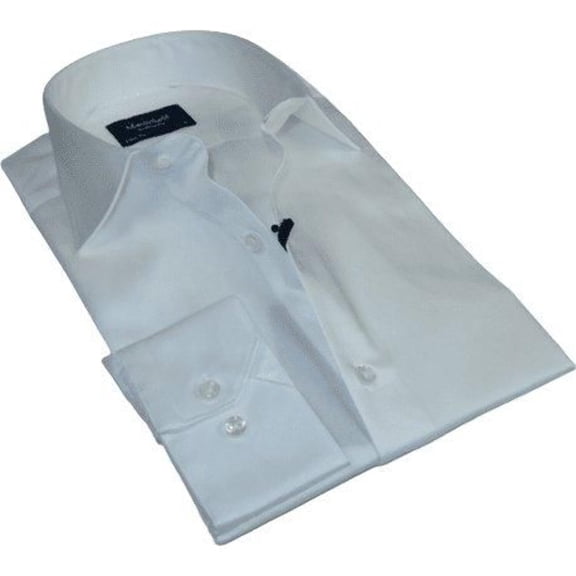 Men 100% Sateen Cotton Shirt Manschett Quesste Turkey Slim Fit 4010-02 White