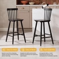 thumbnail image 5 of Dayalane Windsor Bar Stools Set of 4, 26" Farmhouse Wooden Counter Height Barstools with Spindle Back & Footrest, Armless Kitchen Island Stools for Bistro, Pub, Breakfast Bar,Black, 5 of 8
