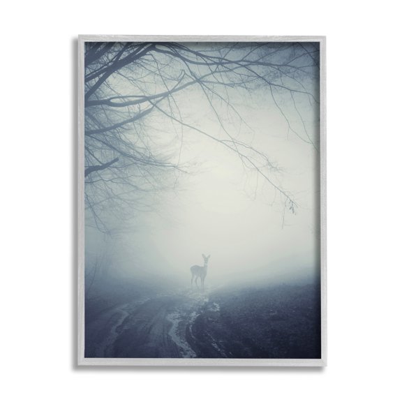 Stupell Industries Serene Monochromatic Deer Standing Foggy Nighttime Scene, 24 x 30, Design by Incado