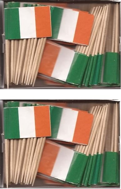 2 Boxes of Mini Ireland Toothpick Flags, 200 Small Irish Flag Toothpicks or...