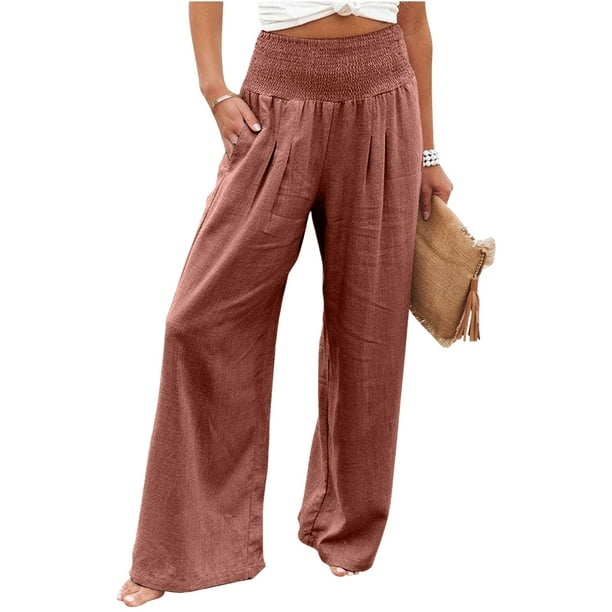 Pantalones de primavera y verano Minnieouse para mujer color sólido largos sueltos pierna ancha cintura alta Vintage