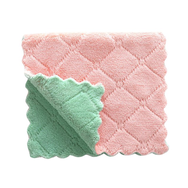 Tyeign Wipes Clearance Non-Stick Oil Cleaning Rag Dish Cloth Hand Towel Pink (Green Powder), Household Cleaning Cloth Clearance Sale