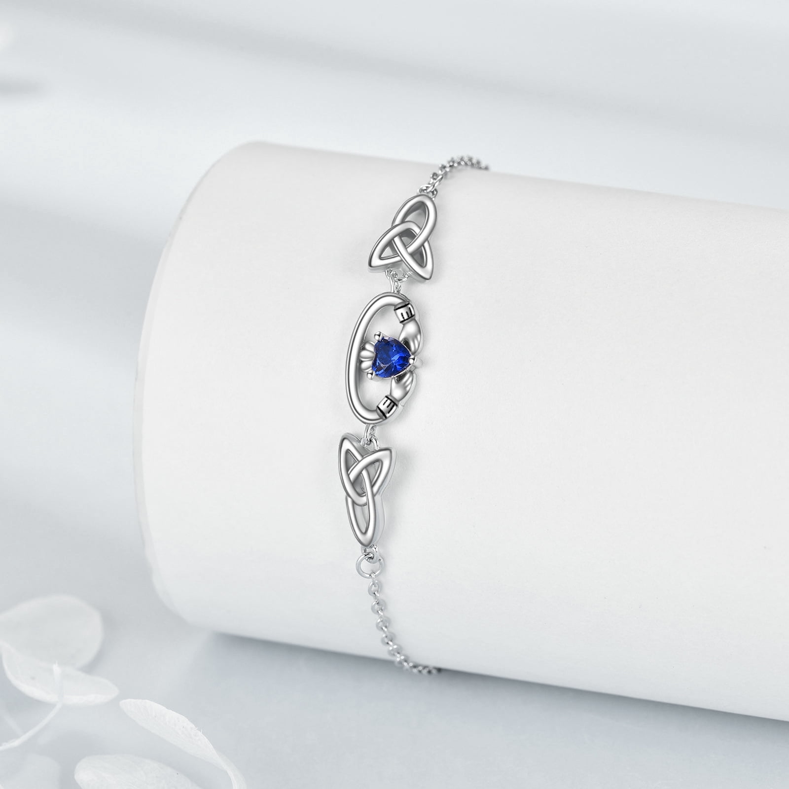 Irish Claddagh Bracelet Sterling Silver Trinity Celtic Knot Hands Holding Heart Crown Charm Endless Love Jewelry Gift for Women