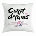thumbnail image 1 of Sweet Dreams Throw Pillow Cushion Cover, Hand Lettering with Brush Stroke Effect Watercolor Foliage Leaves Illustration, Decorative Square Accent Pillow Case, 16 X 16 Inches, Multicolor, by Ambesonne, 1 of 2