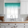 thumbnail image 3 of Teal Ombre Valance Curtains for Kitchen/Living Room/Bathroom/Bedroom Window, Rod Pocket Small Topper Half Short Window Curtains Voile Sheer Scarf, Turquoise White Gradient Modern Abstract Art 60"x18", 3 of 8