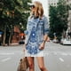 thumbnail image 4 of Fotbe Blue Watercolor Vestido de Verano sin Mangas para Mujer – Vestido Midi Línea A, Estilo Camiseta Floral, Vestido Playero Casual y Fluido, 4 of 7