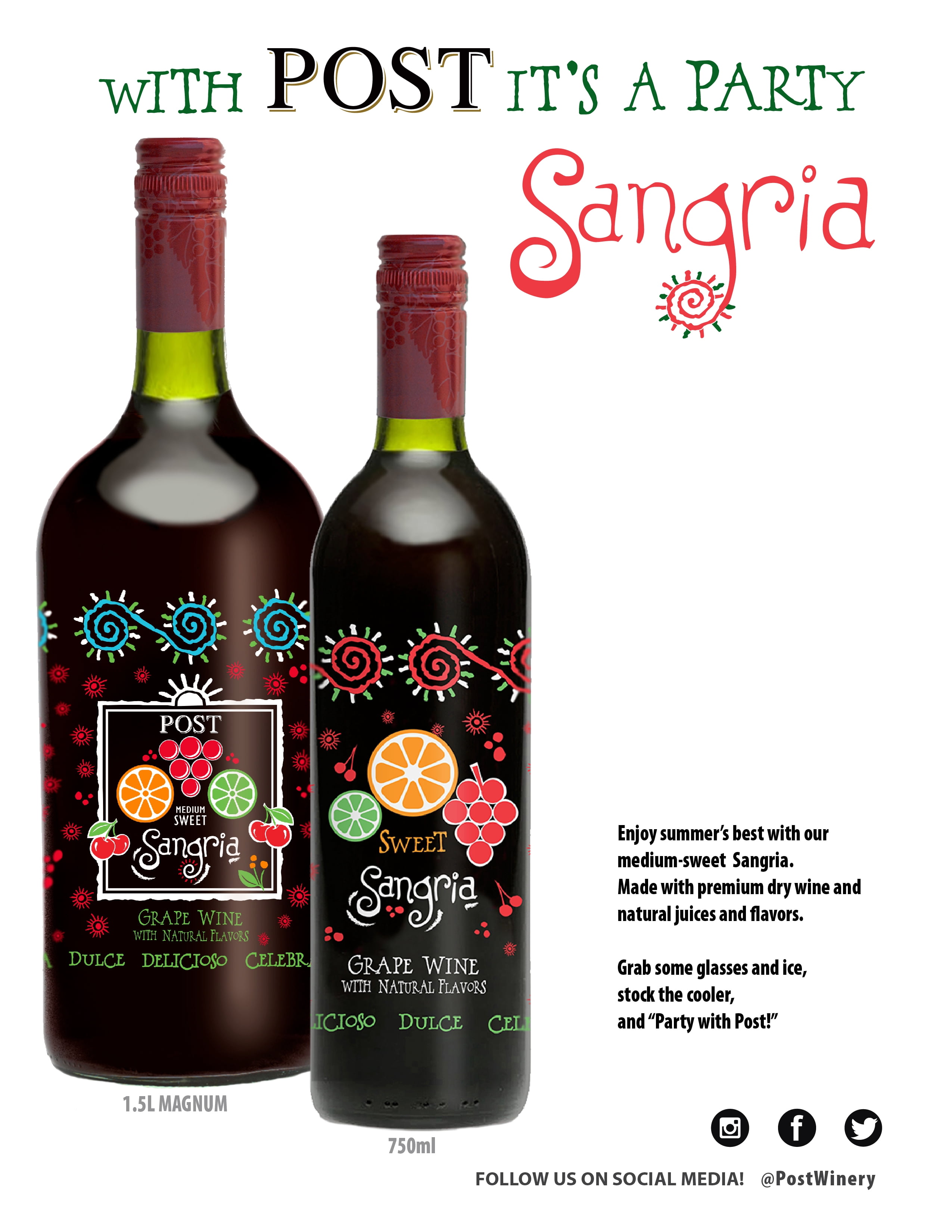 POST Sangria Wine, 750 mL