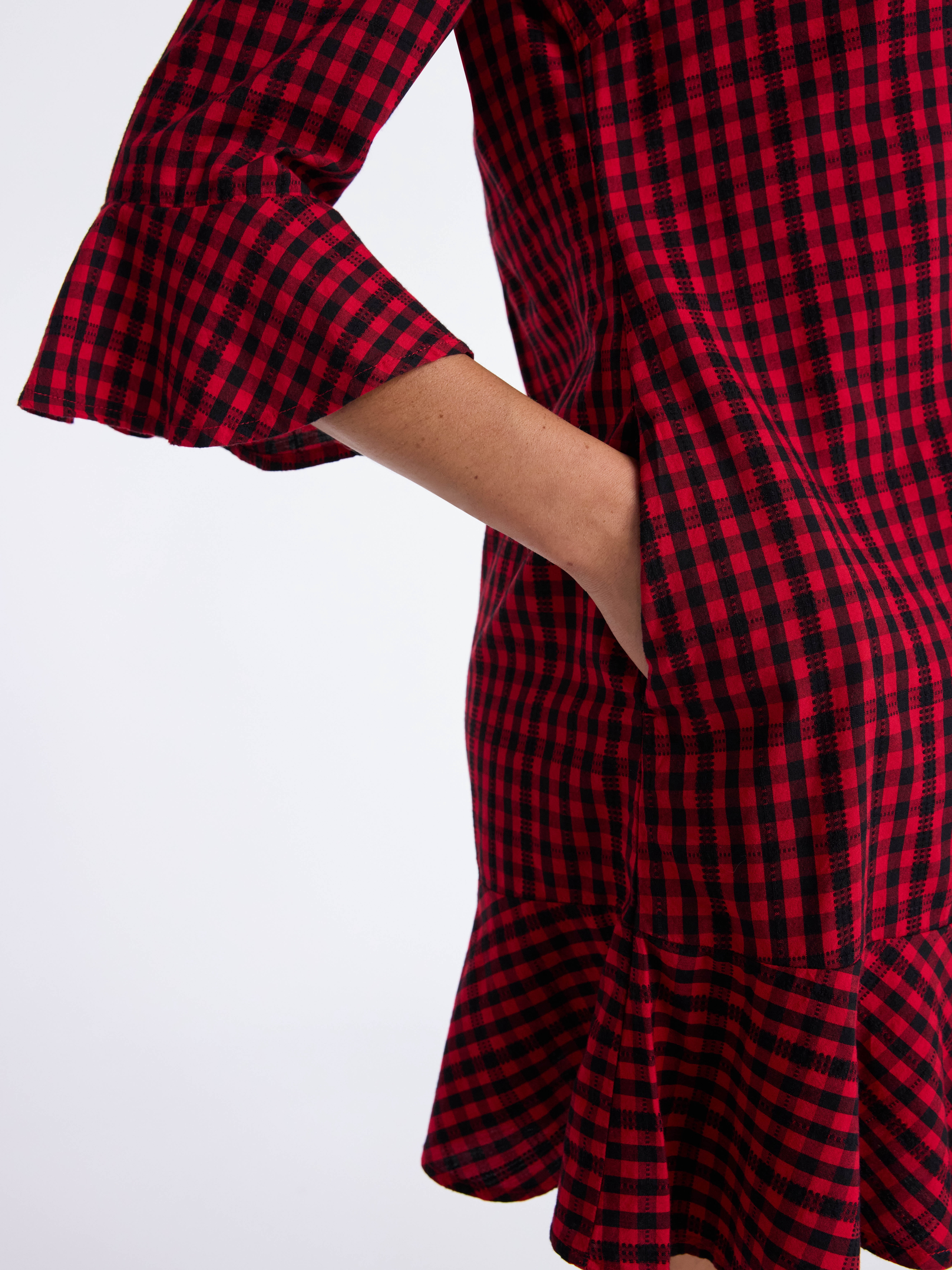 Time and Tru Women's Plaid Tie Front Mini Dress, Sizes XS-XXXL